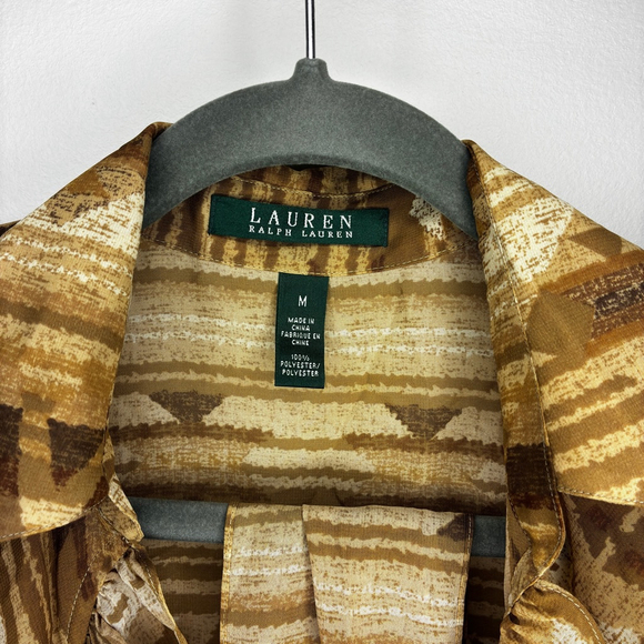 Lauren Ralph Lauren NEW M Tan Southwest Ruffle Surplice Tie Blouse - Picture 3 of 12